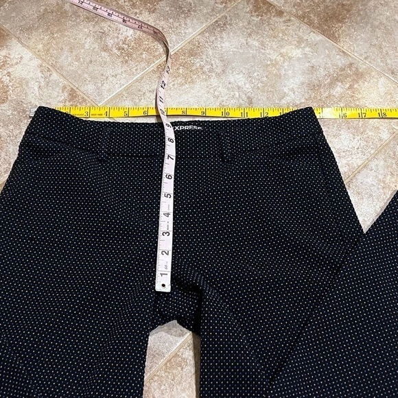 Express Editor straight leg crop ankle pants mid rise blue black dot pattern 0 - Picture 5 of 11